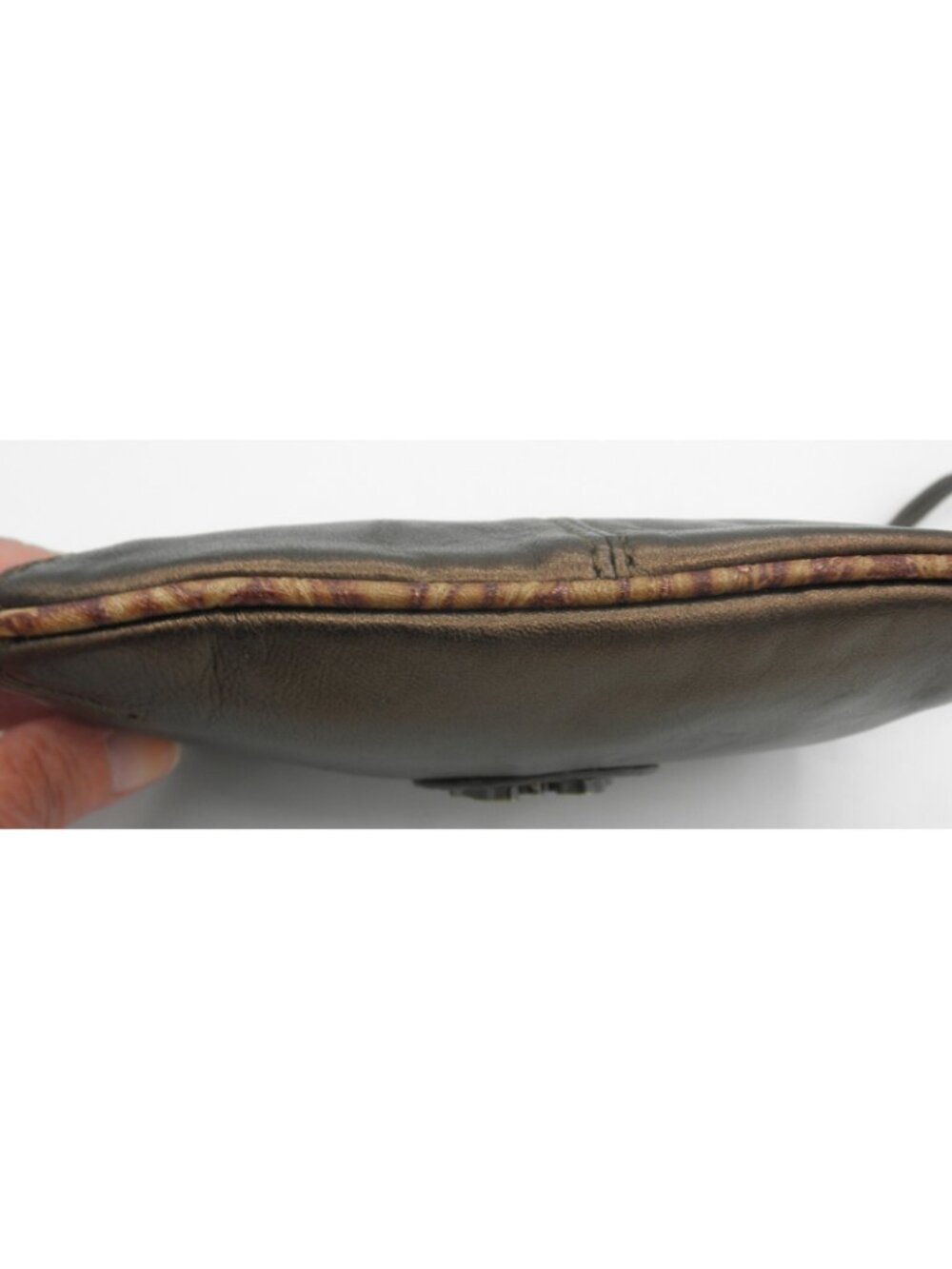 Sharif Pearlized Bronze Leather Wristlet Pouch Very Good Condition - Picture 10 of 14